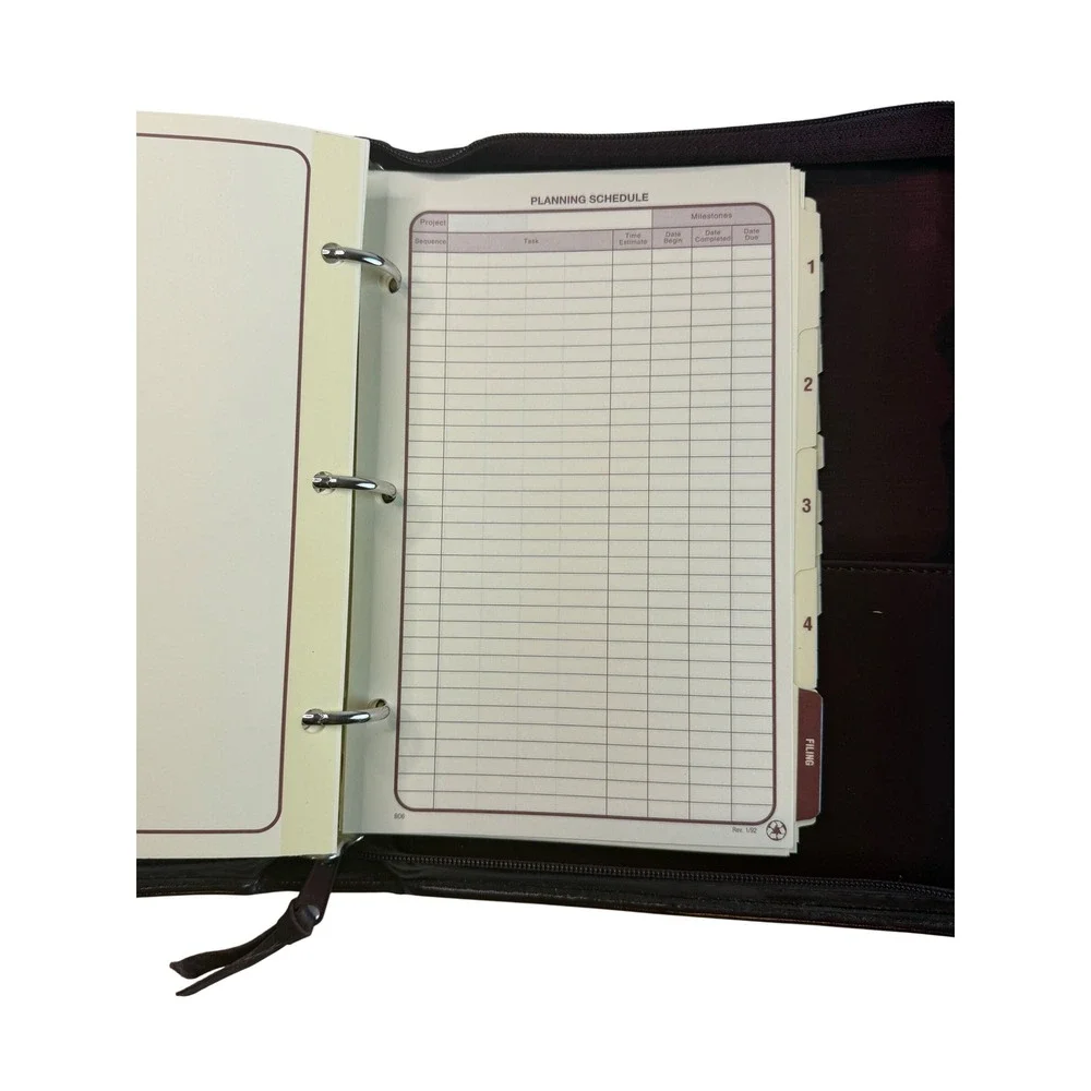 Vtg Professional Burgundy Zippered 3-Ring Binder Organizer Portfolio Inserts YKK